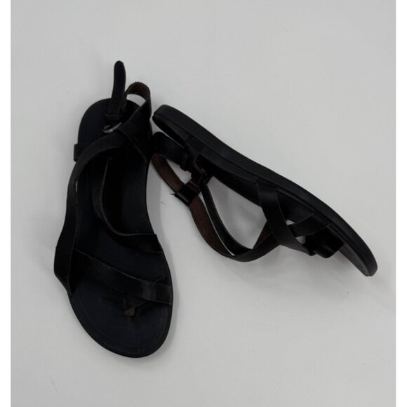 Olukai Womens Upena Beach Sandals Black Leather US W7 EUR 37 Rubber Outsole - Picture 4 of 10